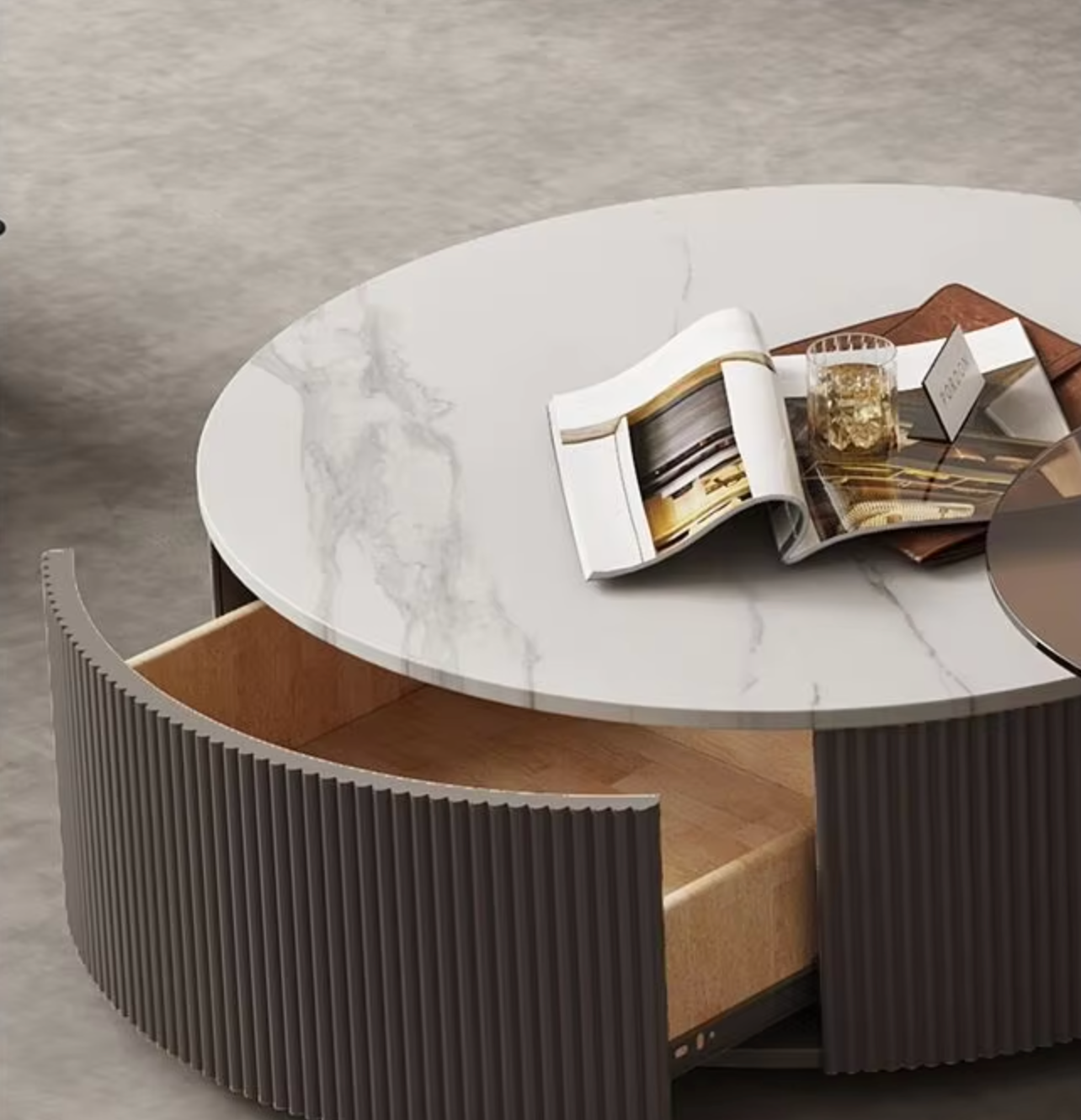 Modern Luxury Marble Coffee Table Set – Designer Round Nesting Tables