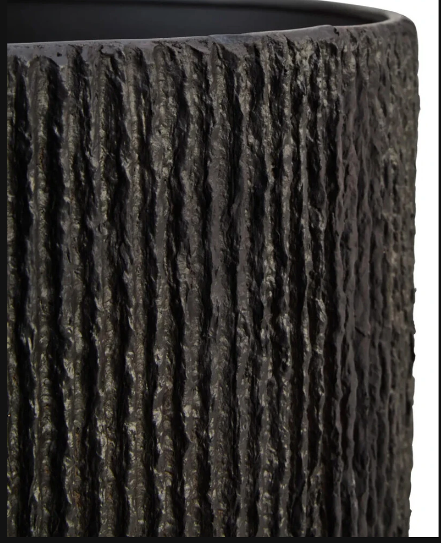 Carta Black Etched Linear Design Papier Mache Table Lamp