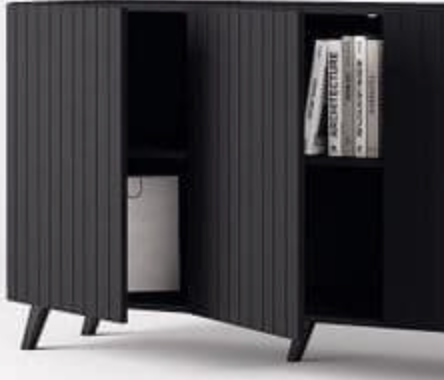 Atlantis Matte Black Wide 4 Door Sideboard