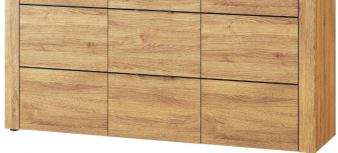 Camar Large Oak Effect 3 Drawer Sideboard