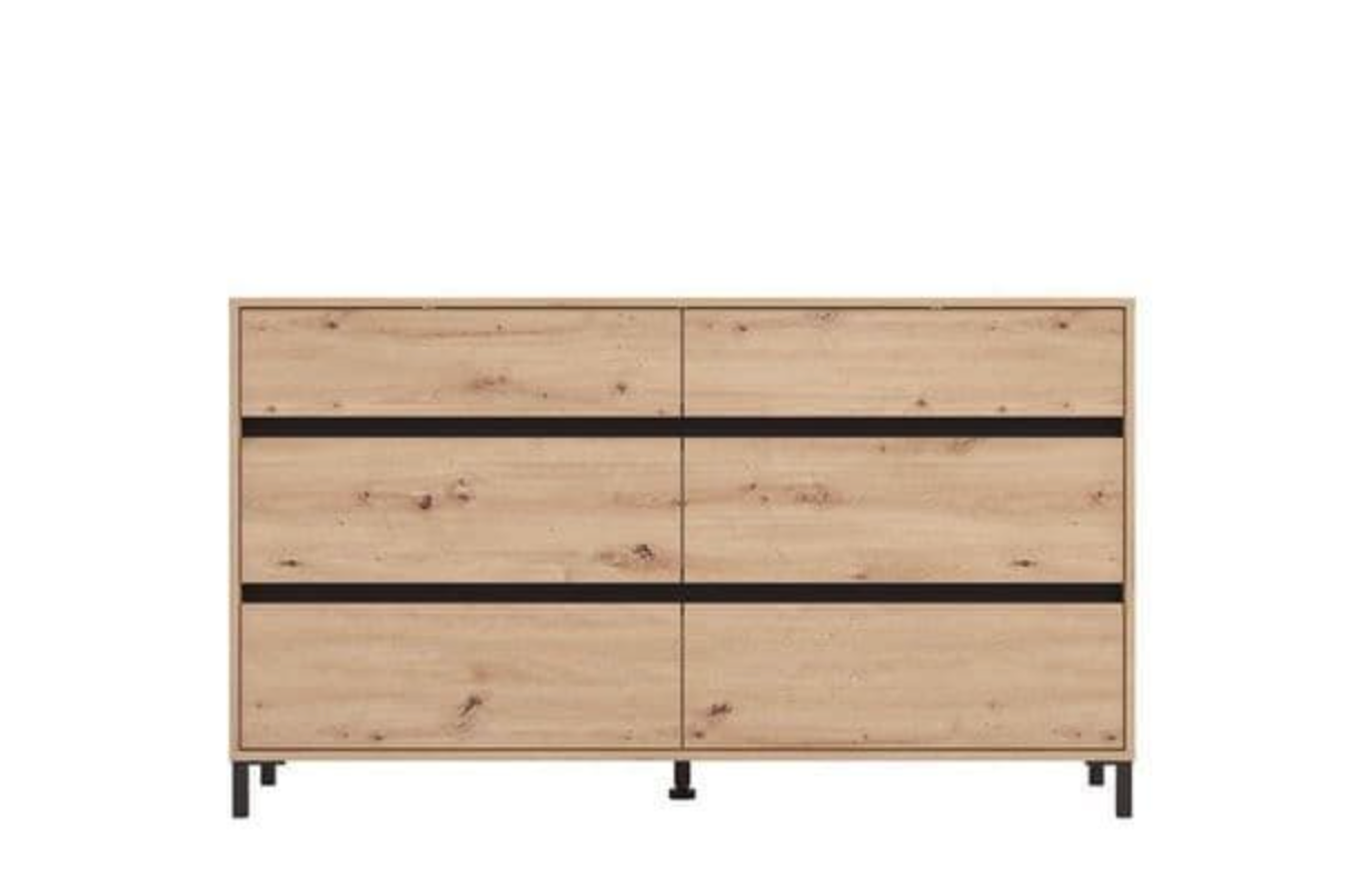 Zavaro Oak Effect Wide Chest Of Drawers