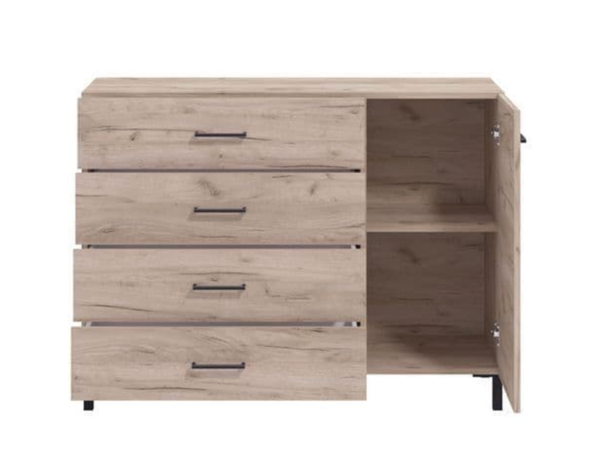 Romero Oak Effect 1 Door 4 Drawer Sideboard Storage