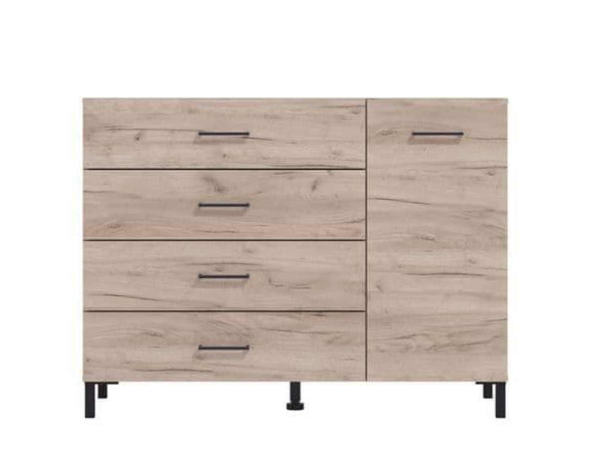 Romero Oak Effect 1 Door 4 Drawer Sideboard Storage