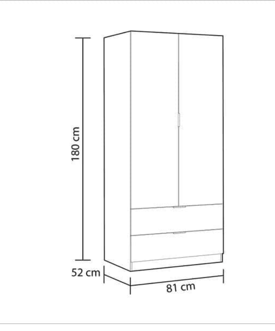 Cairo Artic White Compact 2 Door 2 Drawer Space-Saving Wardrobe