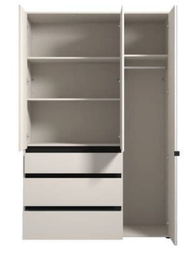 Kyoto Cashmere 3 Door 3 Drawer Mirrored Wardrobe