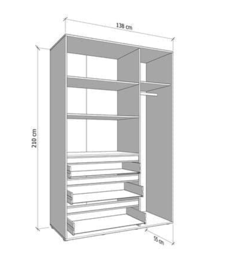 Kyoto Cashmere 3 Door 3 Drawer Mirrored Wardrobe