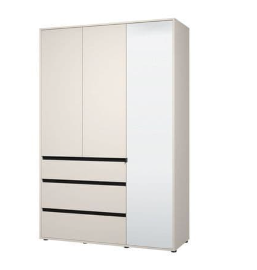 Kyoto Cashmere 3 Door 3 Drawer Mirrored Wardrobe