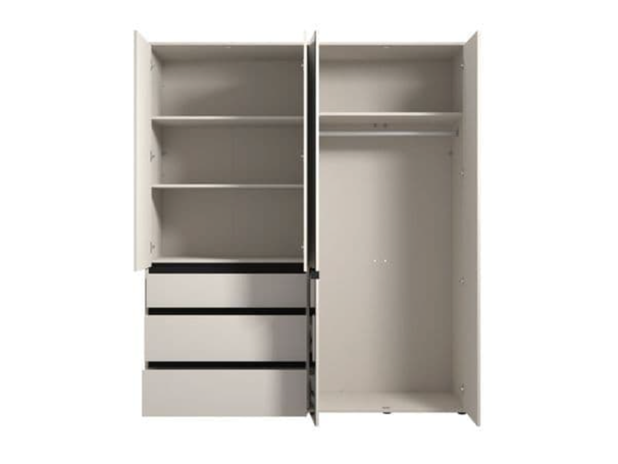 Kyoto Cashmere 4 Door 3 Drawer Mirrored Wardrobe