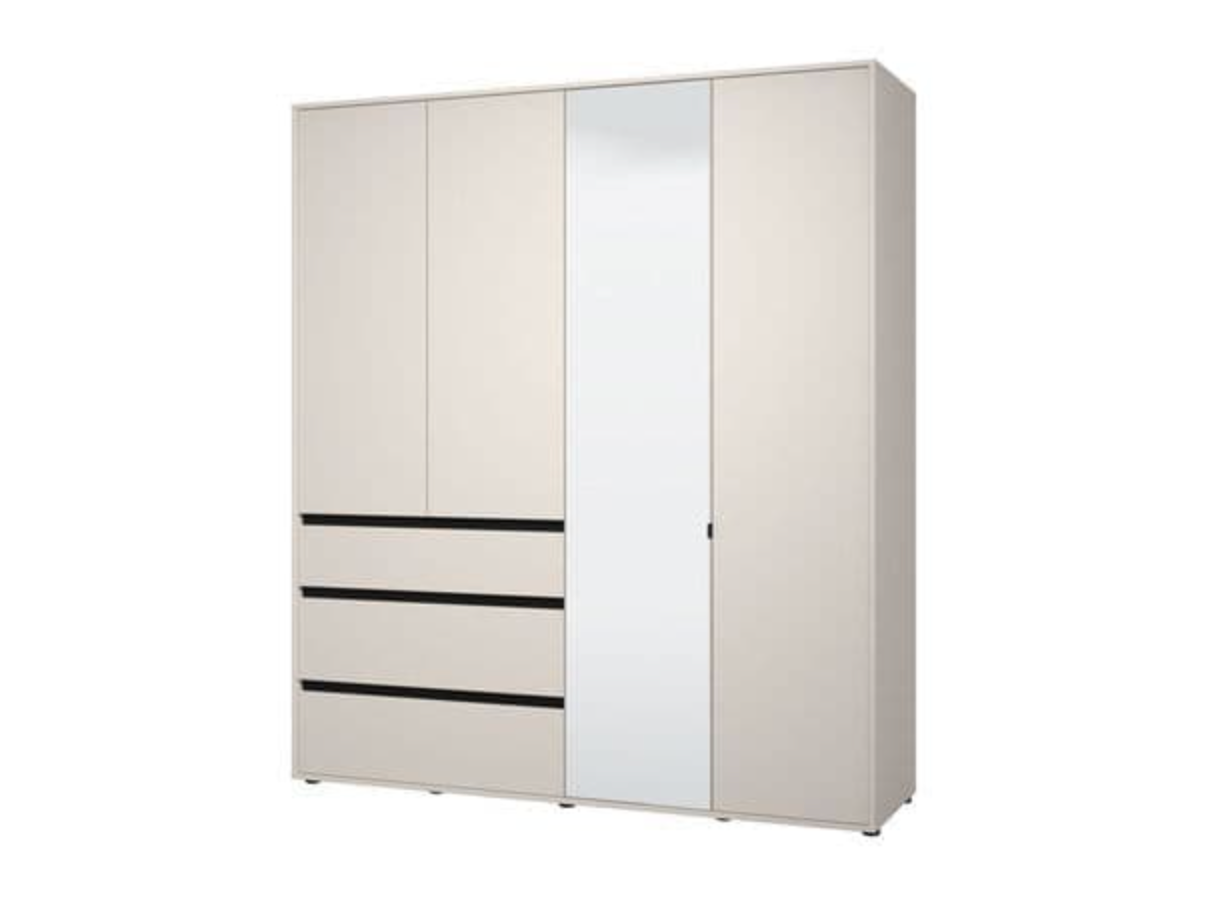 Kyoto Cashmere 4 Door 3 Drawer Mirrored Wardrobe