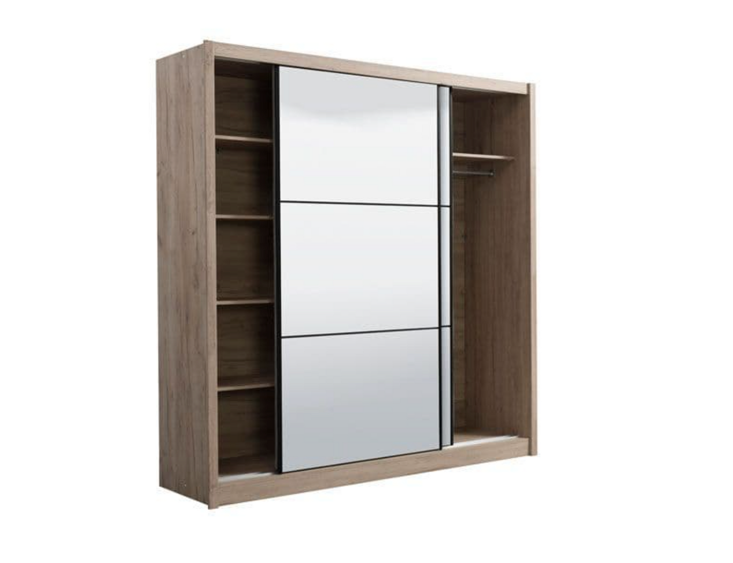 Nevada Artisan Oak Effect Full Mirrored Sliding Door Wardrobe