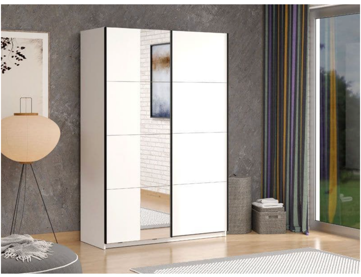 Noah White Sliding Wardrobe With Mirror