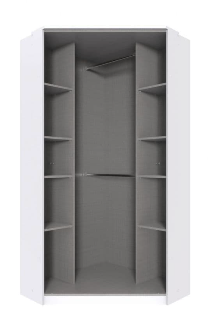 Santino Full Mirrored and White 2 Door Corner Wardrobe