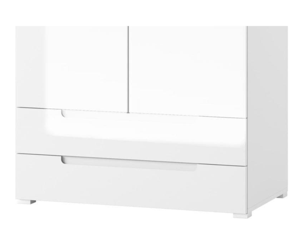 Santino White High Gloss 2 Door 2 Drawer Wardrobe