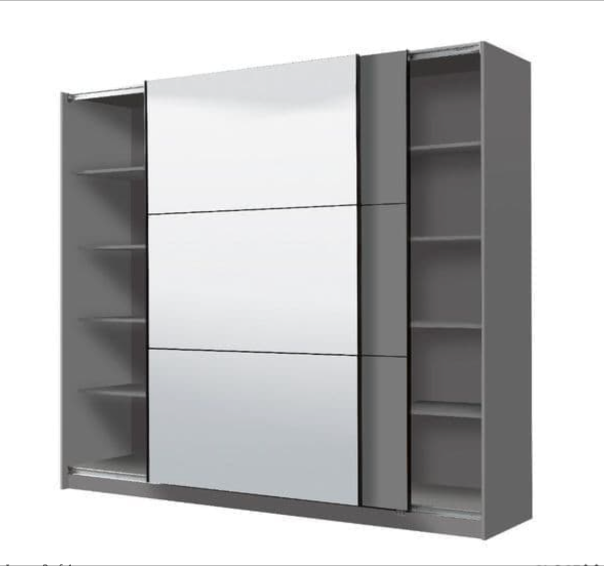 Valentina Grey 220cm Sliding Wardrobe with Mirror