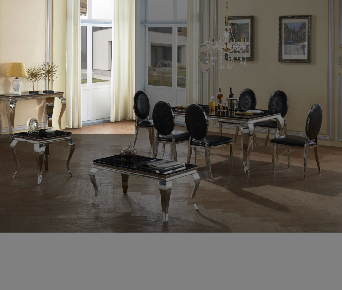 The Modern rectangular marble effect coffee table 100mm with Stainless Steel Base
