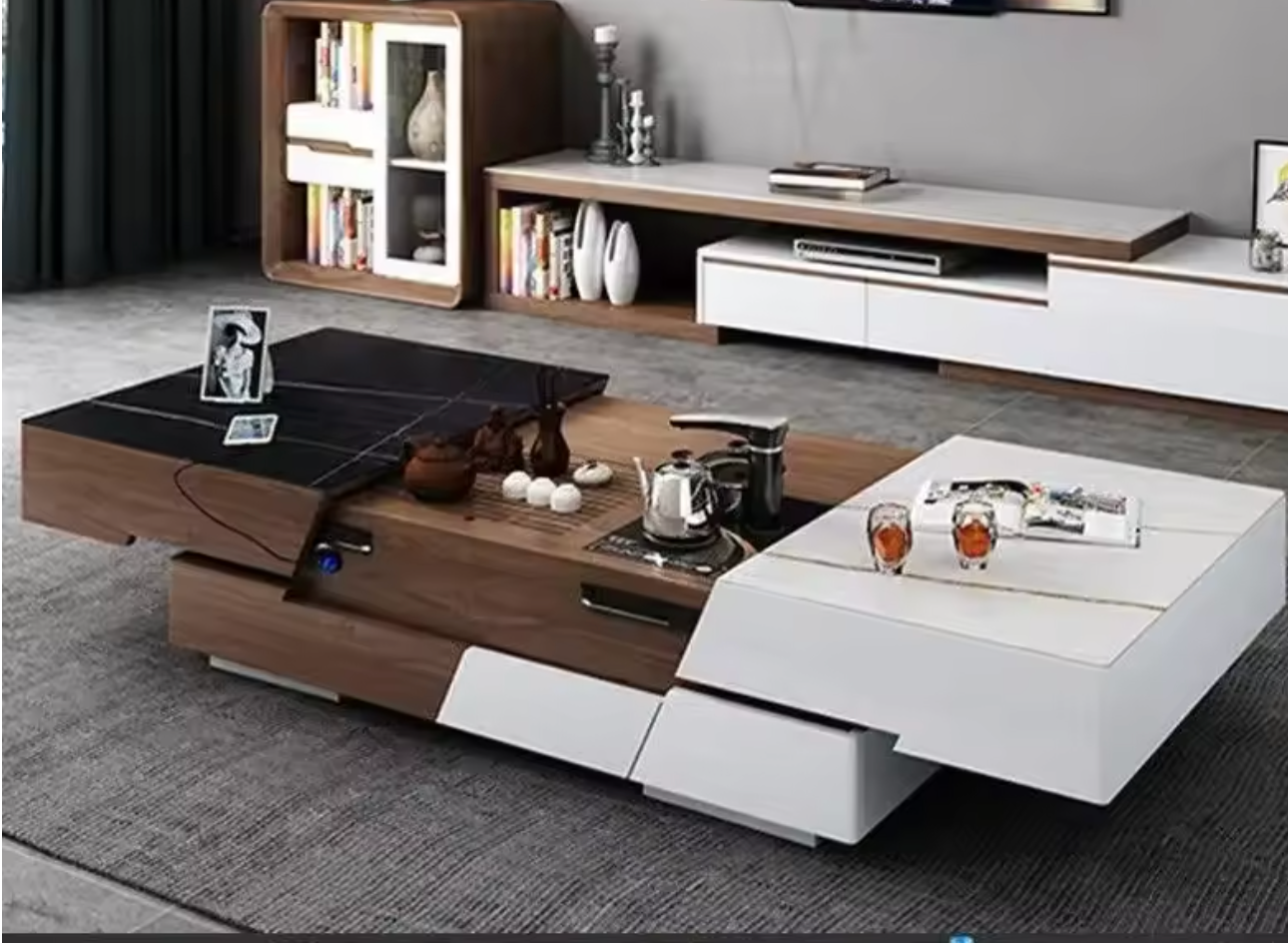 Italian Elevator Coffee Table – Extendable European Luxury with Storage | Nordic Designer Muebles de Sala