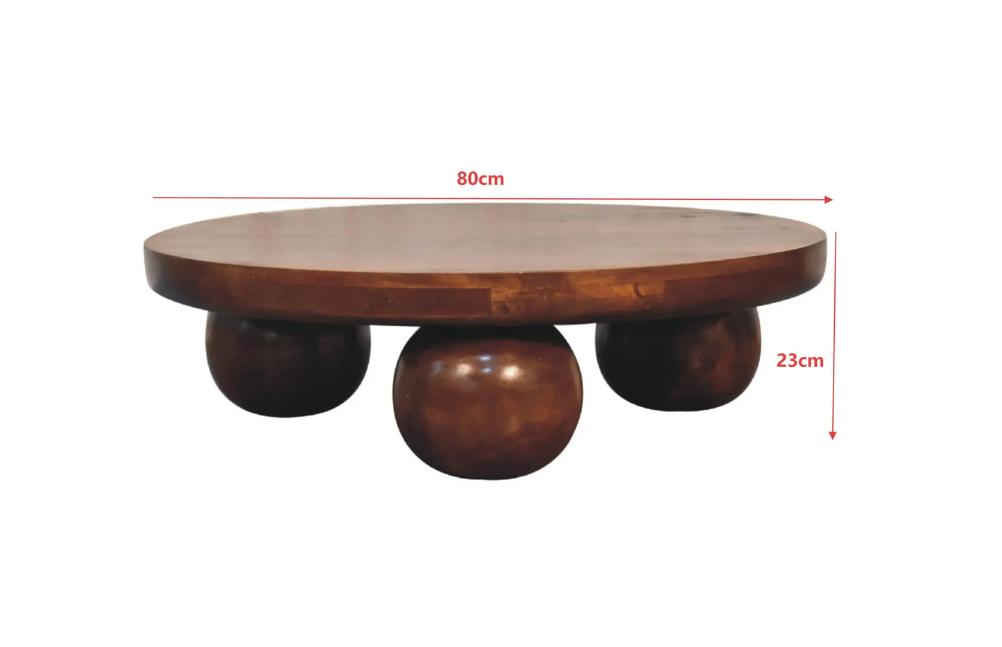 Handcrafted Solid Mango Wood Coffee Table – Chestnut Stain | 80×80×23 cm
