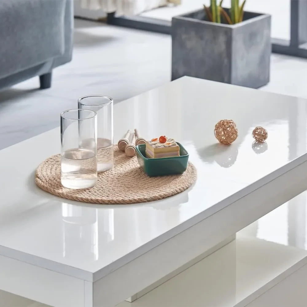 Modern White LED Coffee Table – 16-Color Light Rectangle Console | Living Room Tea Side End Centre Table