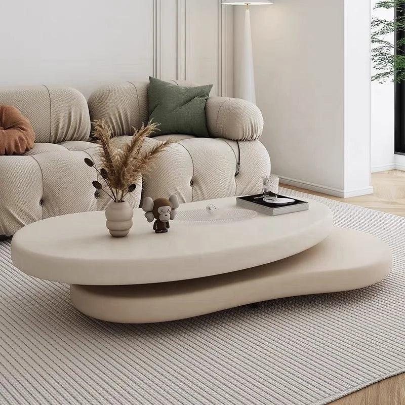 Modern Cream Cloud Coffee Table – Rotating Design for Stylish Living Rooms