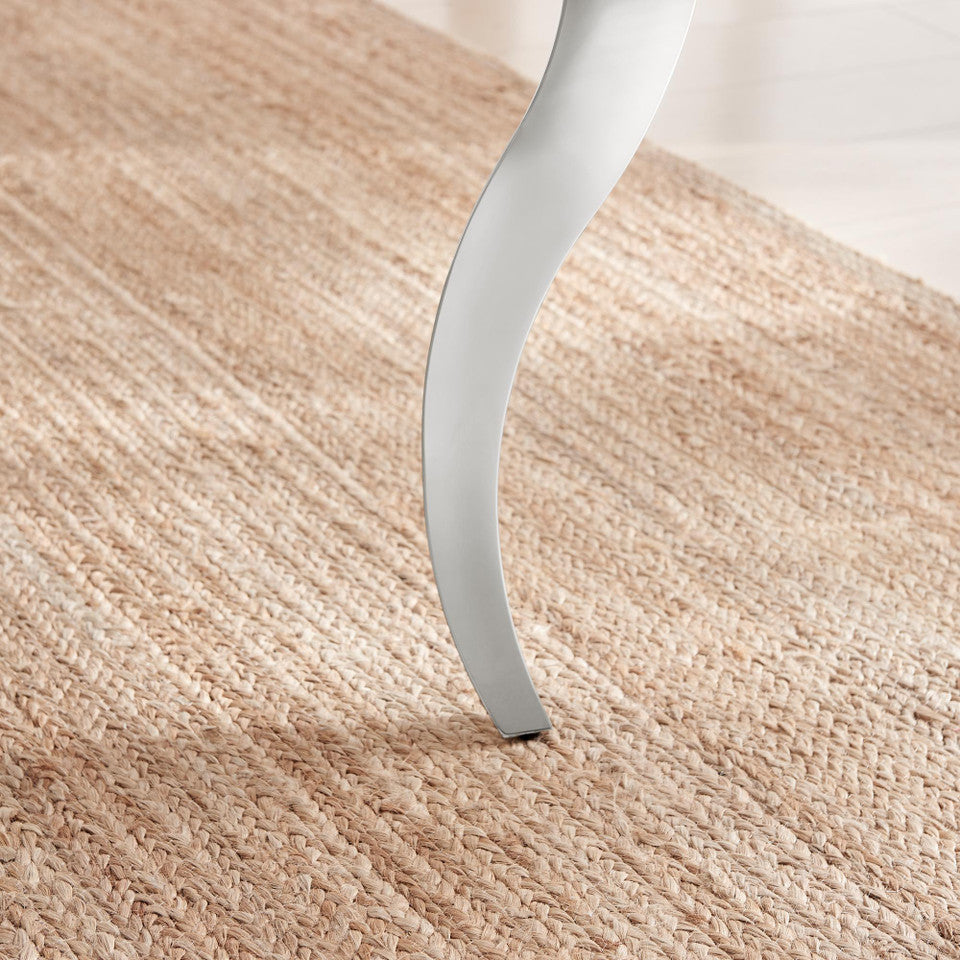 Skye Round White Marble Glass and Metal 6 Seater Dining Table