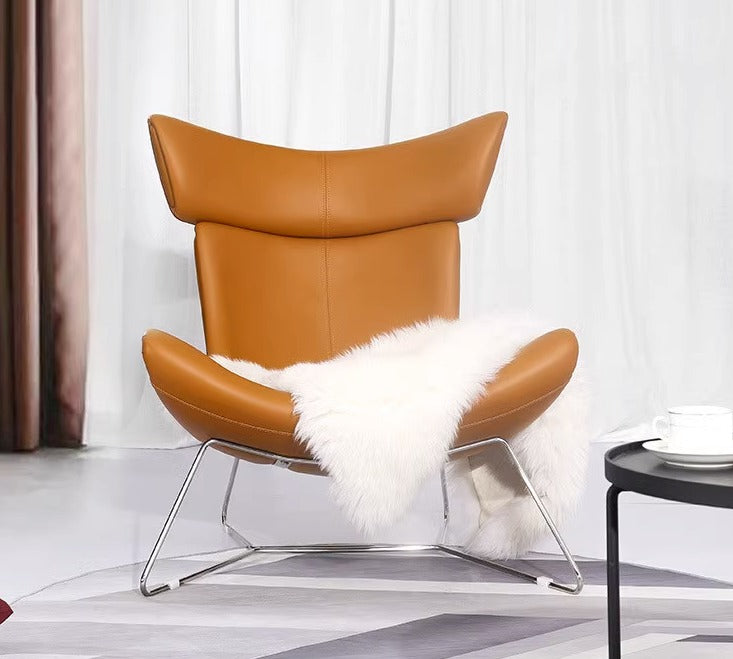 Imola Chair And Ottoman, Brown with Frame Base, Clearance