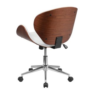 White and Walnut Designer Office Chair with Lumbar Support