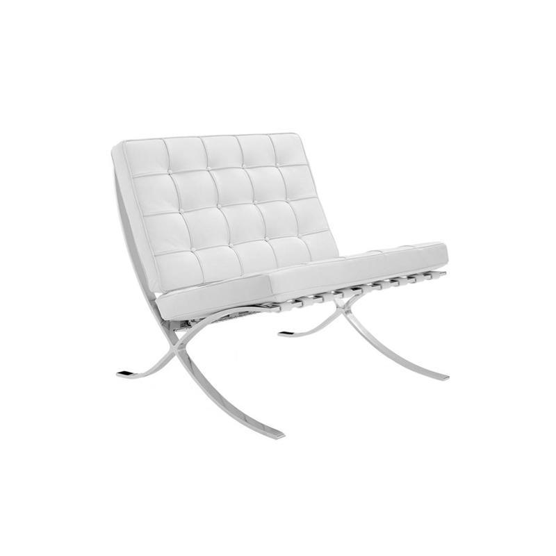 Barcelona Chair And Ottoman, White Leather
