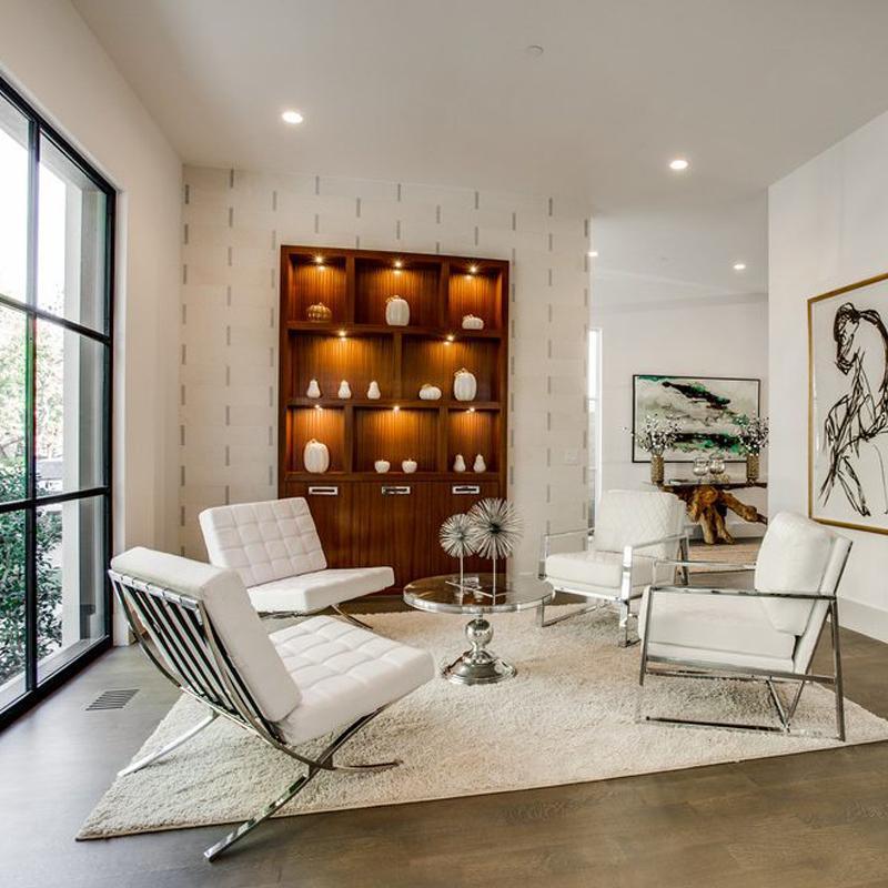 Barcelona Chair And Ottoman, White Leather