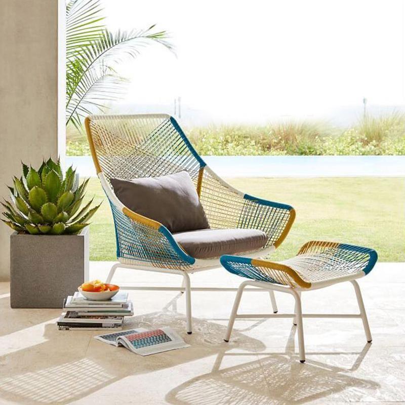 Carmean Rattan Chair and Footstool, Outdoor