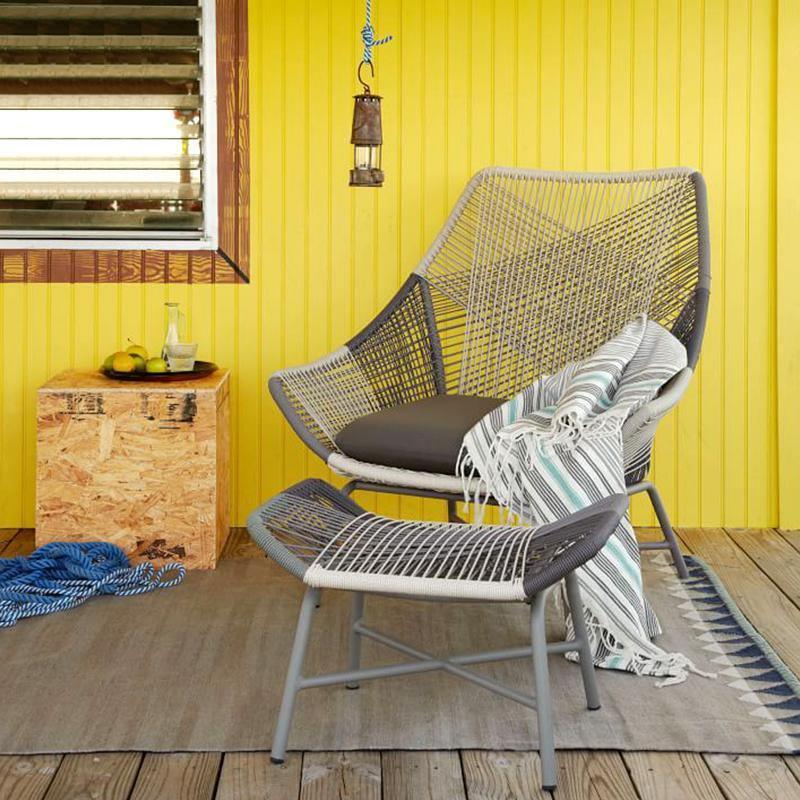Carmean Rattan Chair and Footstool, Outdoor