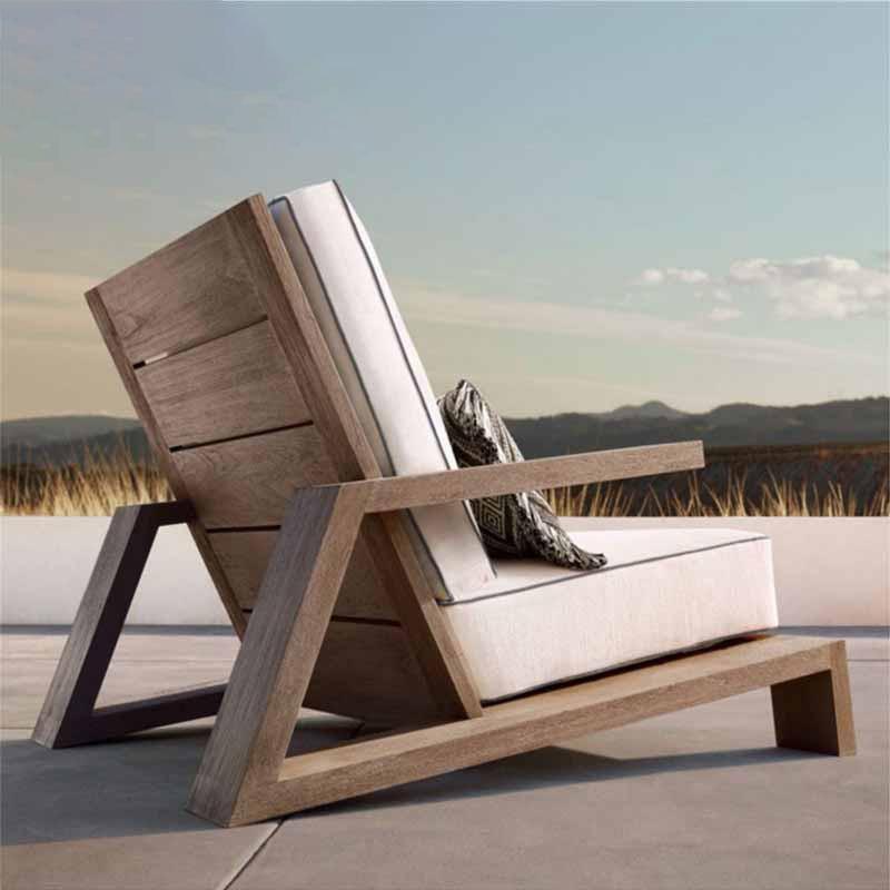 Chandler Oak Lounge Chair And Ottoman, Outdoor Armchair