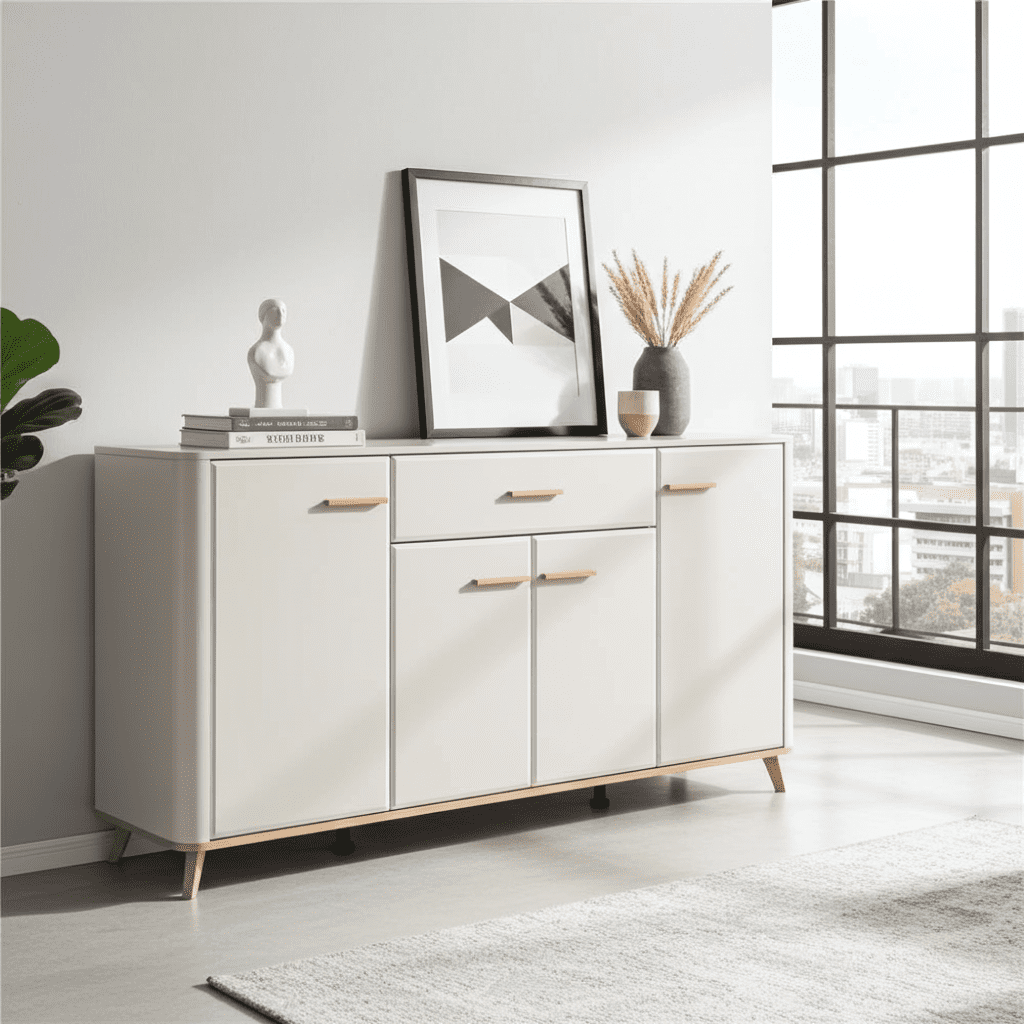 Dariqon Cashmere And Oak Effect 180cm 4 Door Sideboard