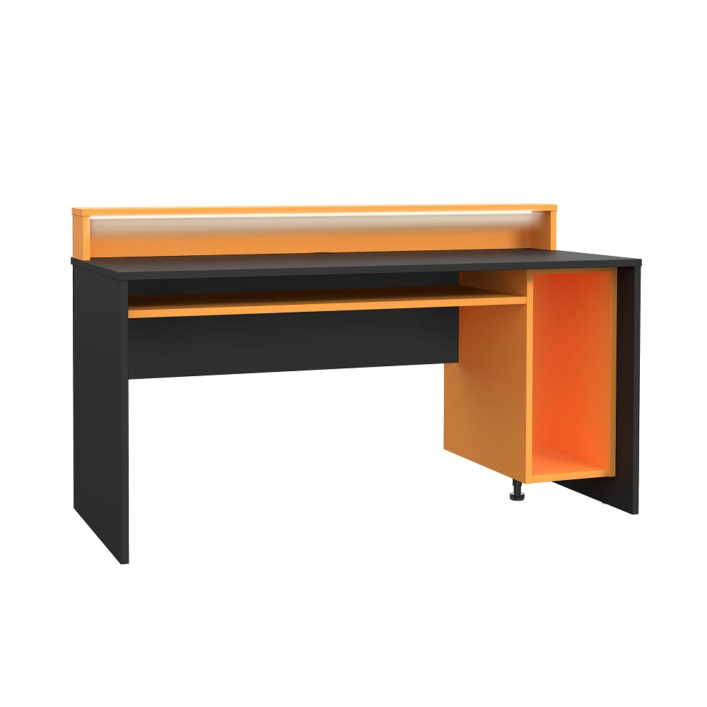 Tezaur 160 Orange Gaming Desk with LED Lights – PC & Study Desk