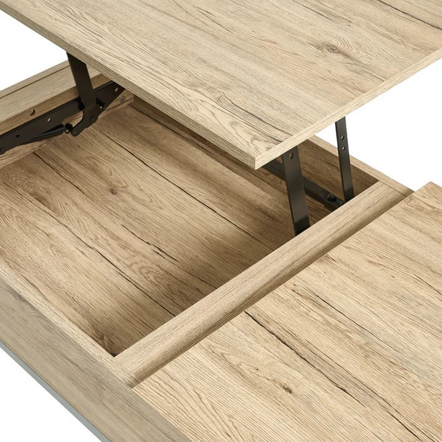 Light Oak Lift Up Storage Coffee Table with 2 Lift Panels