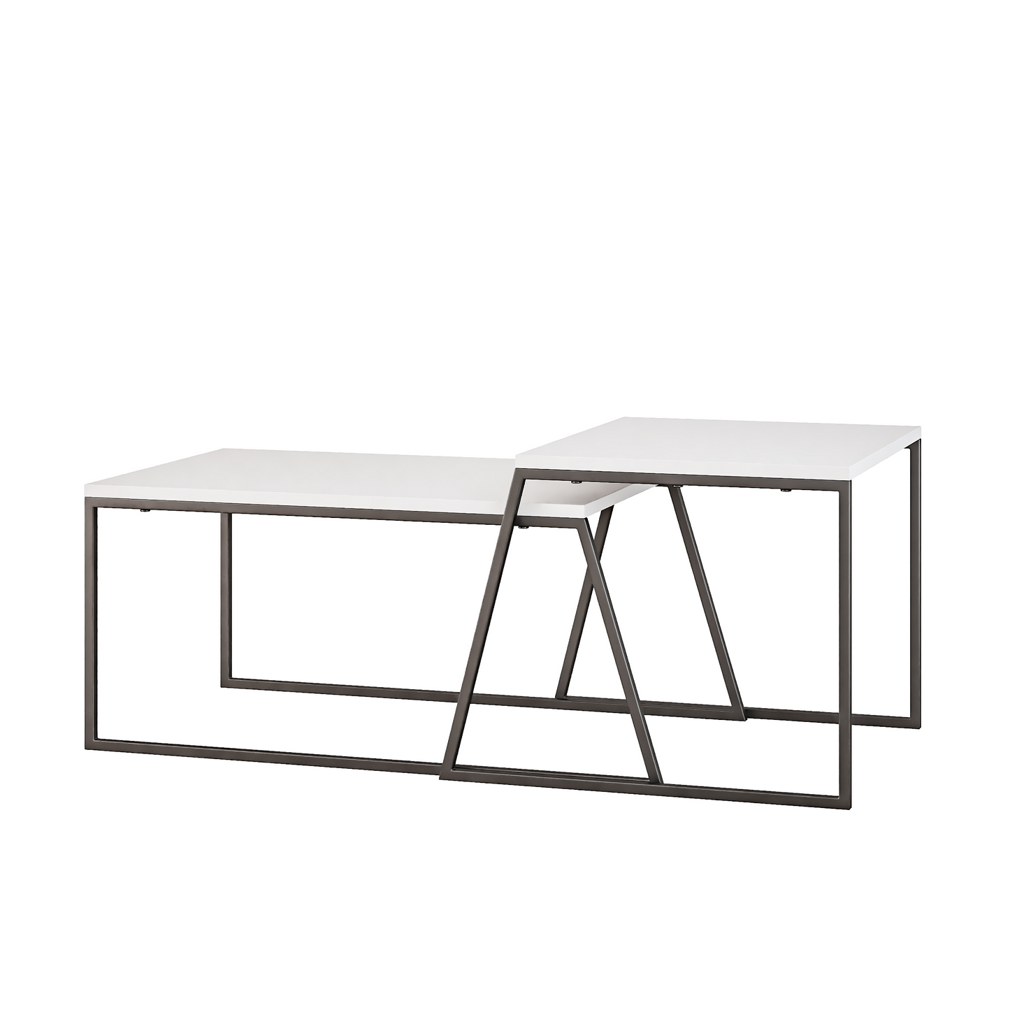Pal Modern Coffee Table White – 2-Piece Set for Living Room