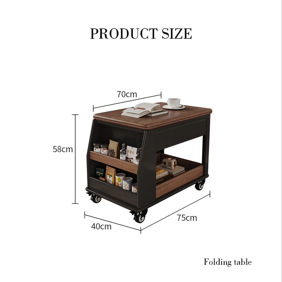 Ariana Lift Up Table, Foldable Coffee Table With Storage & Casters