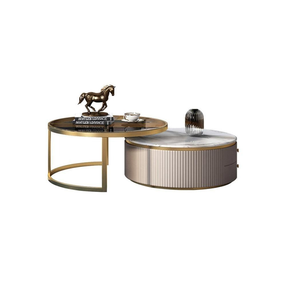 Bell Nesting Coffee Table Set White, Slight Dents & Stain For Display