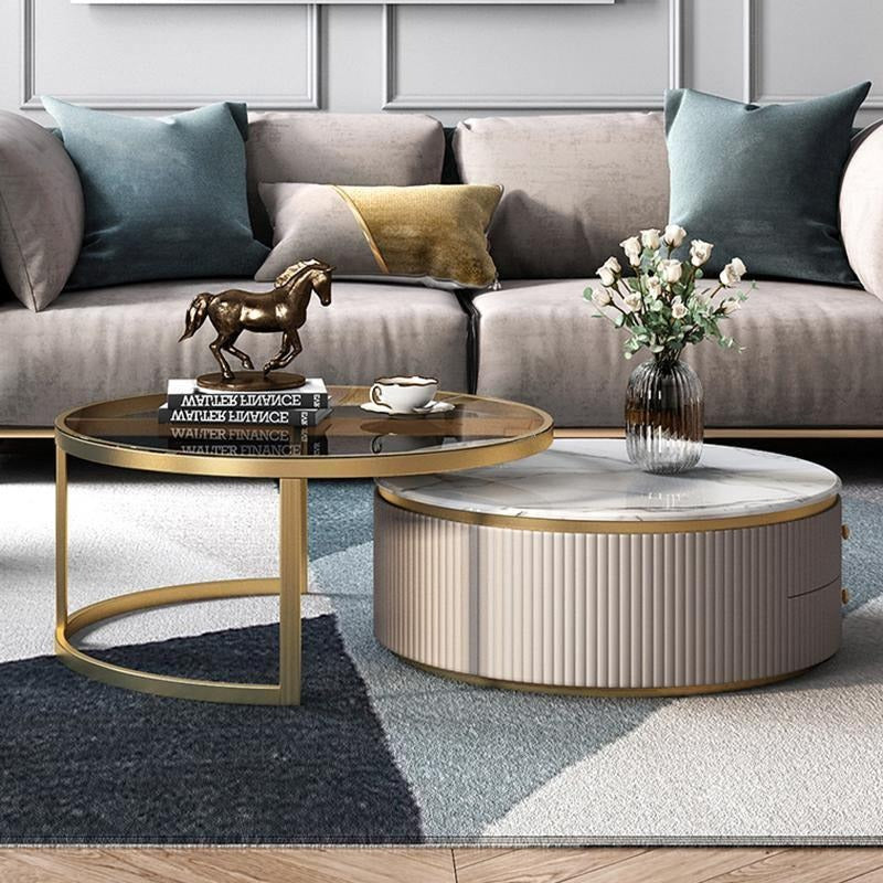 Bell Nesting Coffee Table Set White, Slight Dents & Stain For Display