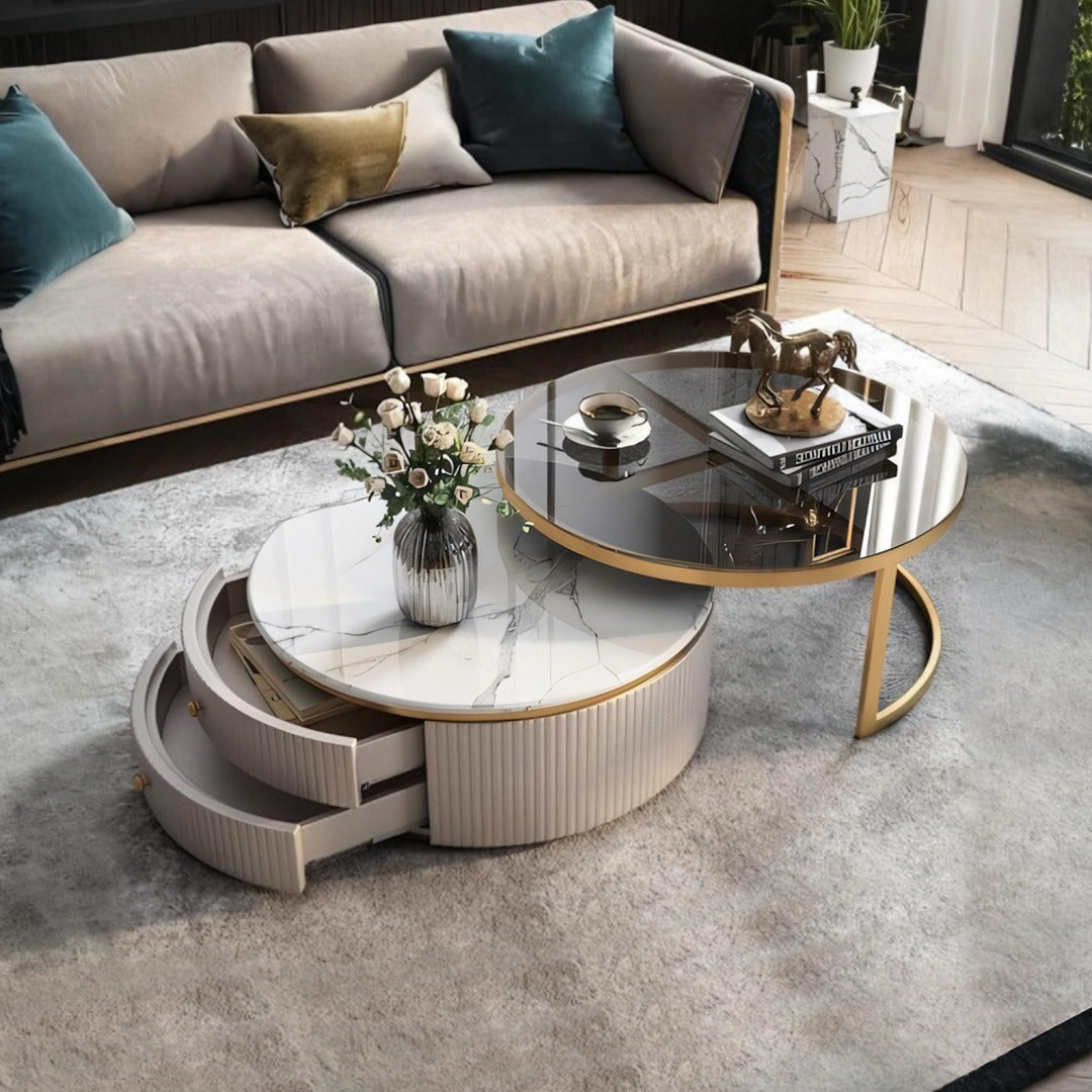 Bell Nesting Coffee Table Set White, Slight Dents & Stain For Display