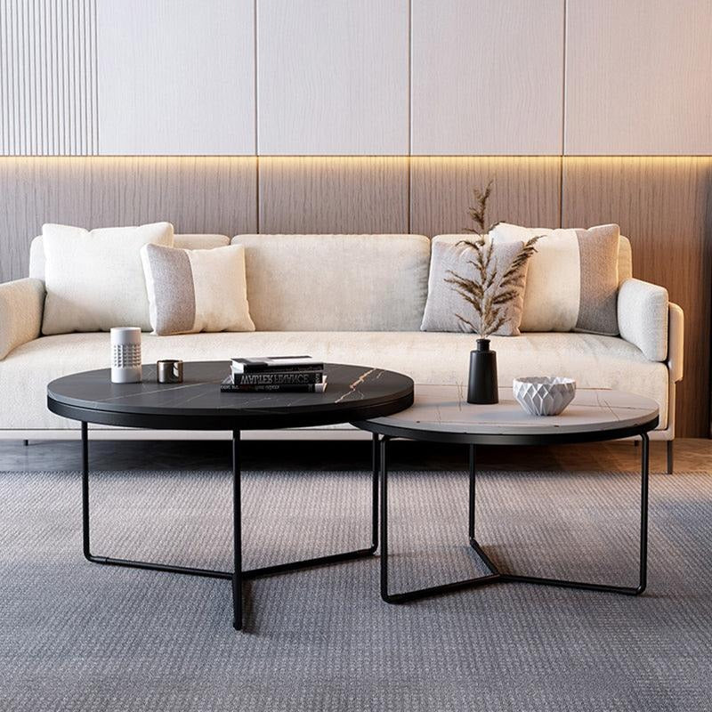 Iver Stone Round Nesting Coffee Table Set For Display