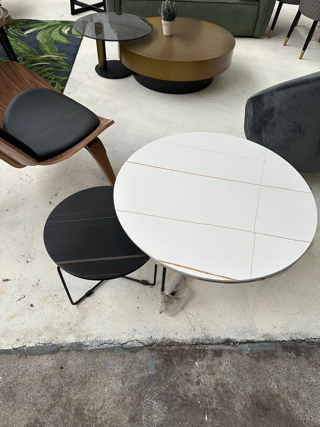 Iver Stone Round Nesting Coffee Table Set For Display