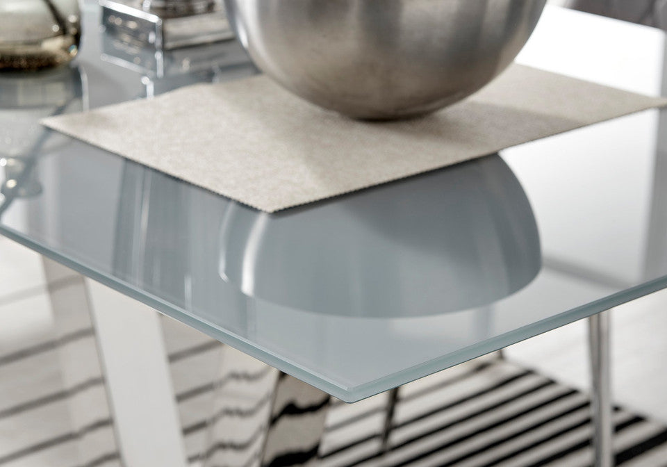 Florini Rectangular Black Glass V 4-6 Seater Dining Table