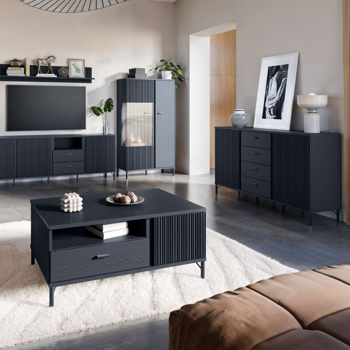 Lusaka Sideboard 2 Door 4 Drawer in Black Graphite