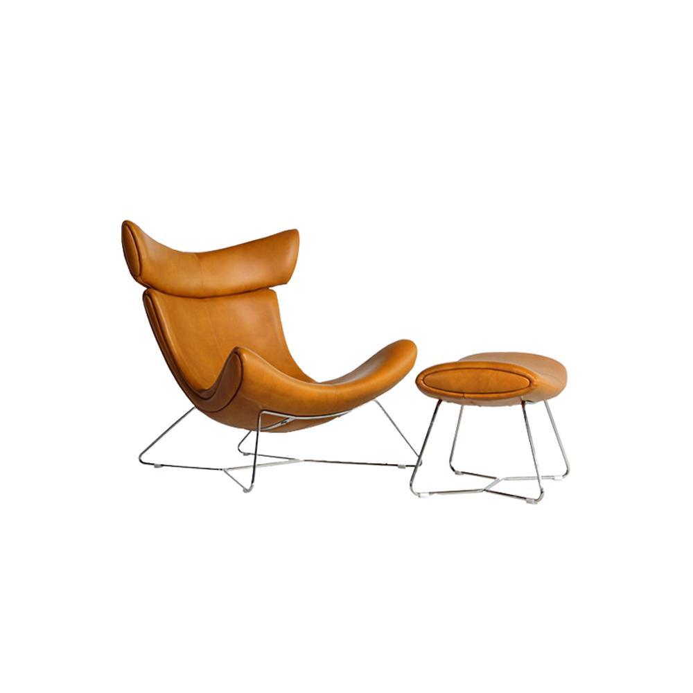 Imola Chair And Ottoman, Brown with Frame Base, Clearance