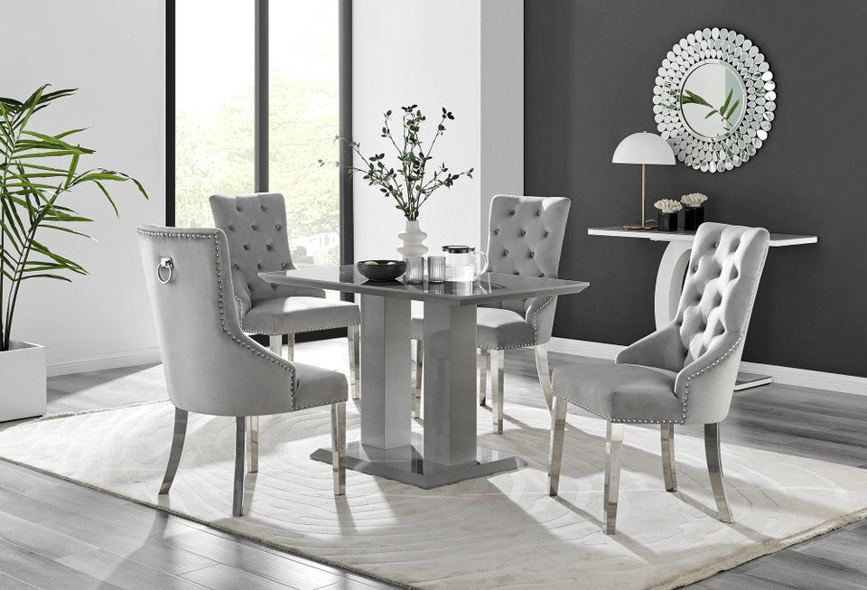 Grey Imperia 4 Table & 4 Velvet Belgravia Chairs