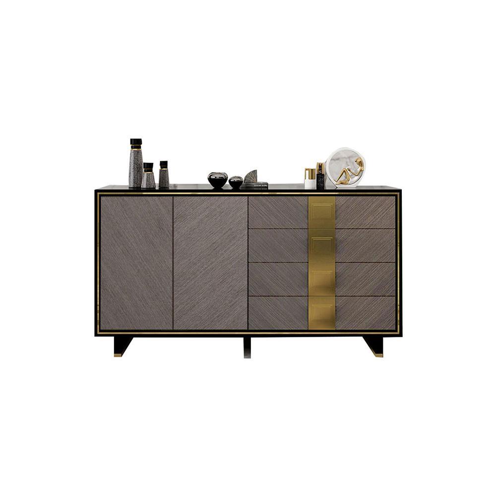IS82 Large Sideboard, Grey & Gold