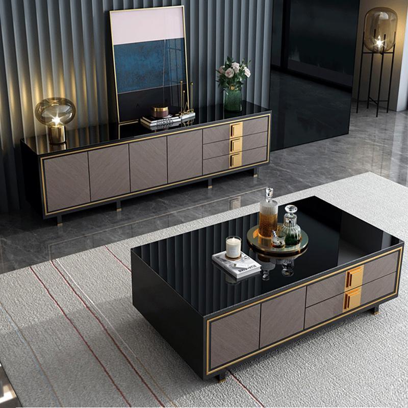 IS82 Large Sideboard, Grey & Gold