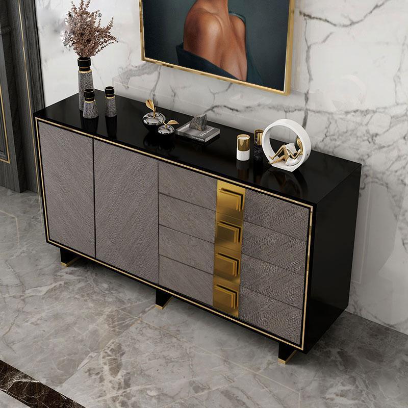 IS82 Large Sideboard, Grey & Gold