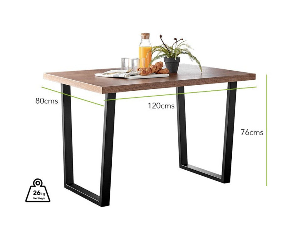 Kylo Rectangular Brown Wood Veneer 4 Seater Dining Table