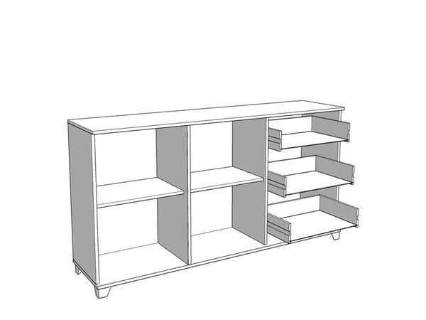 Merlot White Gloss And Warm Oak Effect Sideboard
